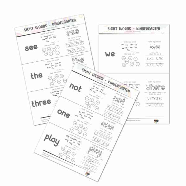 3 Sight Words Pre-K Level